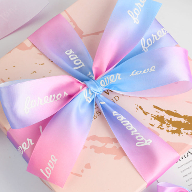 Ruban d'emballage cadeau de fleurs de Saint-Valentin de couleur dégradée de 22 m