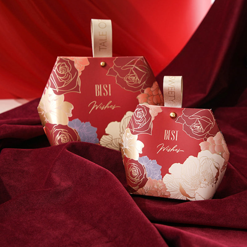 صندوق هدايا بتصميم خاتم خشبي وصندوق سكر وحقيبة تغليف هدايا الزفاف، عبوة من 20 قطعة