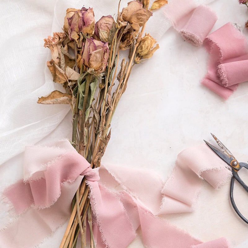 Ruban de soie à franges pour emballage de bouquets cadeaux 4 cm x 5 m