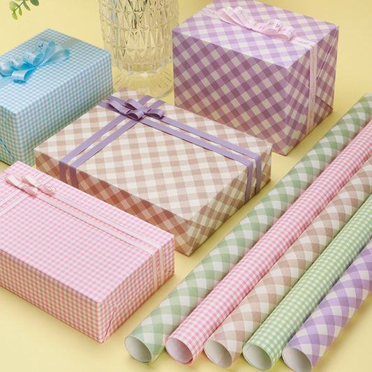 Papier d'emballage cadeau à carreaux Papier d'emballage quadrillé pour cadeau d'anniversaire
