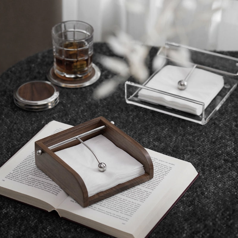 Porte-serviettes en bois de noyer, plateau à serviettes en papier, ornements décoratifs pour la maison