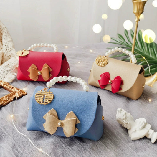 Lot de 10 sacs fourre-tout en cuir PU perlé en forme de sac à sucre, sacs d'emballage cadeau