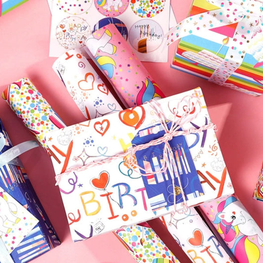 Papier d'emballage cadeau Joyeux anniversaire Arc-en-ciel Licorne Papier d'emballage Bouquet Matériel Papier d'emballage