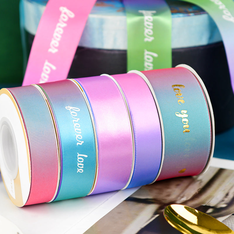 Ruban d'emballage cadeau de fleurs de Saint-Valentin de couleur dégradée de 22 m