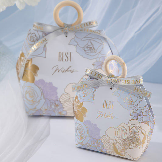 Coffret cadeau design en bois avec anneau, boîte à sucre, sac d'emballage cadeau de mariage, lot de 20