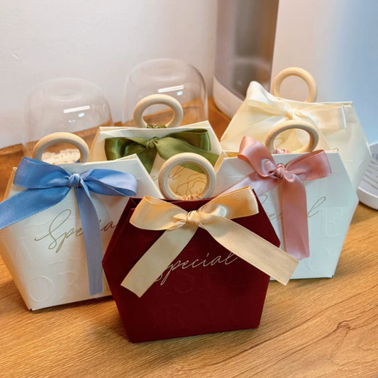 Coffret cadeau de bonbons de mariage avec poignée en bois, lot de 20