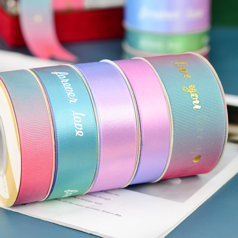 Ruban d'emballage cadeau de fleurs de Saint-Valentin de couleur dégradée de 22 m