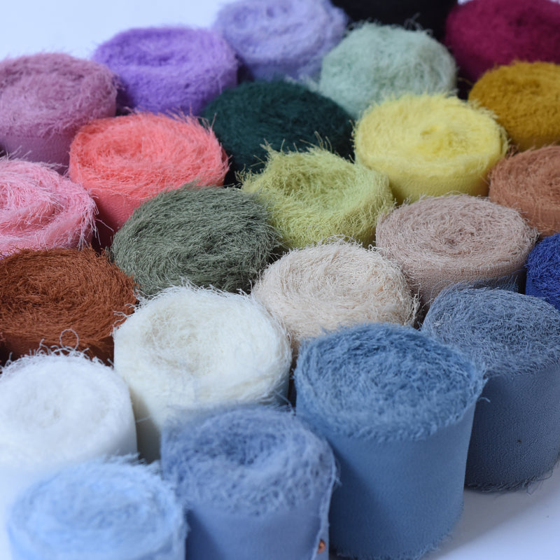 Ruban de soie à franges pour emballage de bouquets cadeaux 4 cm x 5 m