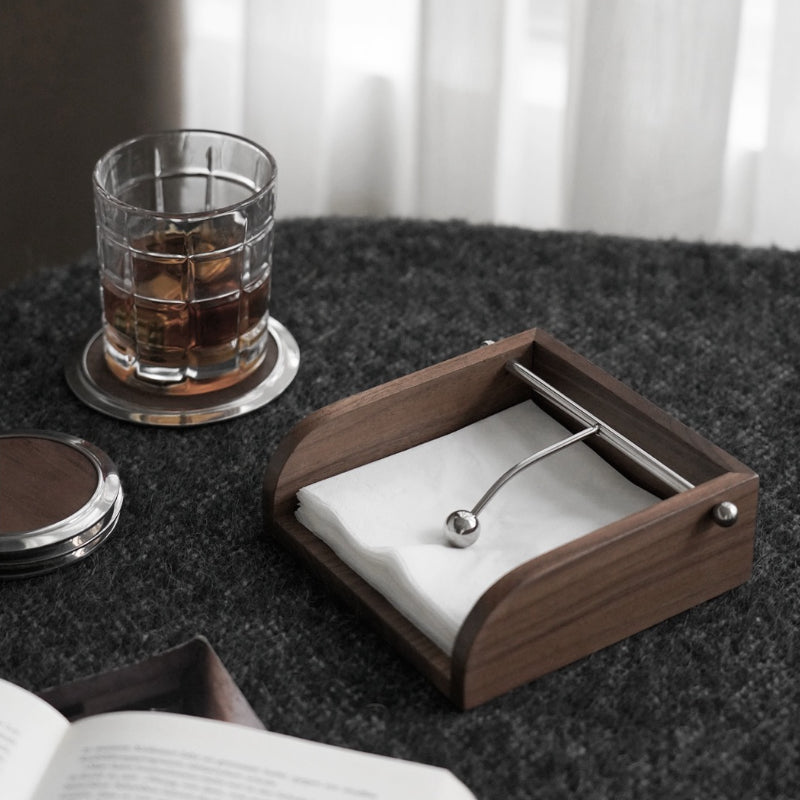 Porte-serviettes en bois de noyer, plateau à serviettes en papier, ornements décoratifs pour la maison