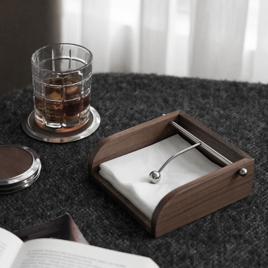 Porte-serviettes en bois de noyer, plateau à serviettes en papier, ornements décoratifs pour la maison