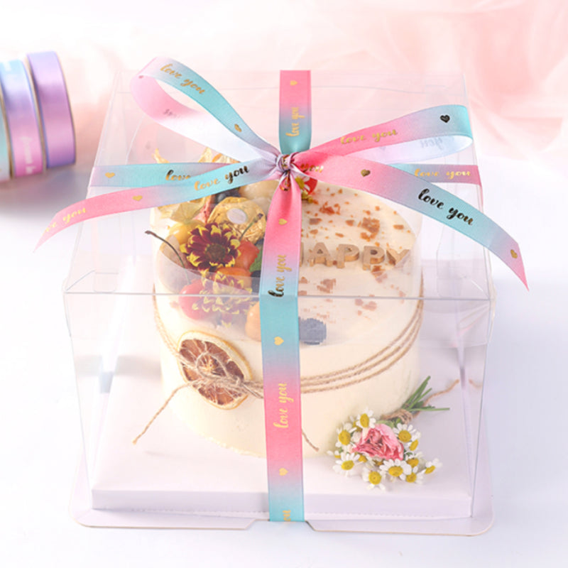 Ruban d'emballage cadeau de fleurs de Saint-Valentin de couleur dégradée de 22 m