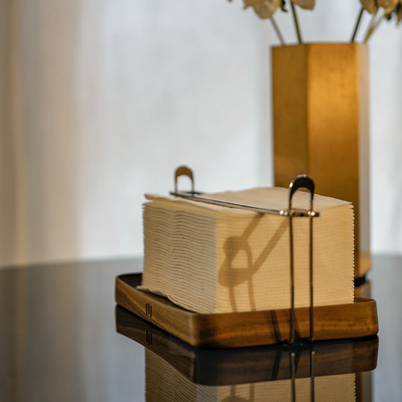 Porte-serviettes en noyer Support de rangement pour serviettes en papier de bureau