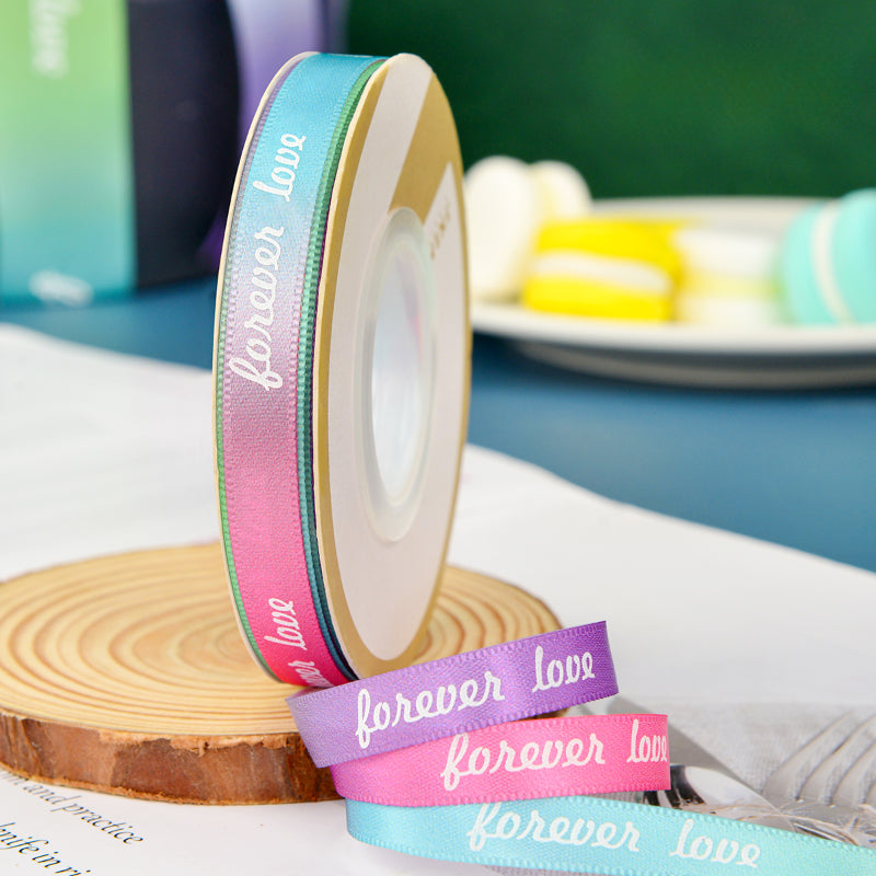 Ruban d'emballage cadeau de fleurs de Saint-Valentin de couleur dégradée de 22 m