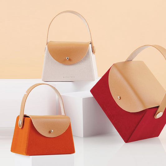 Boîte trapézoïdale en velours pour bonbons de mariage, sacs cadeaux