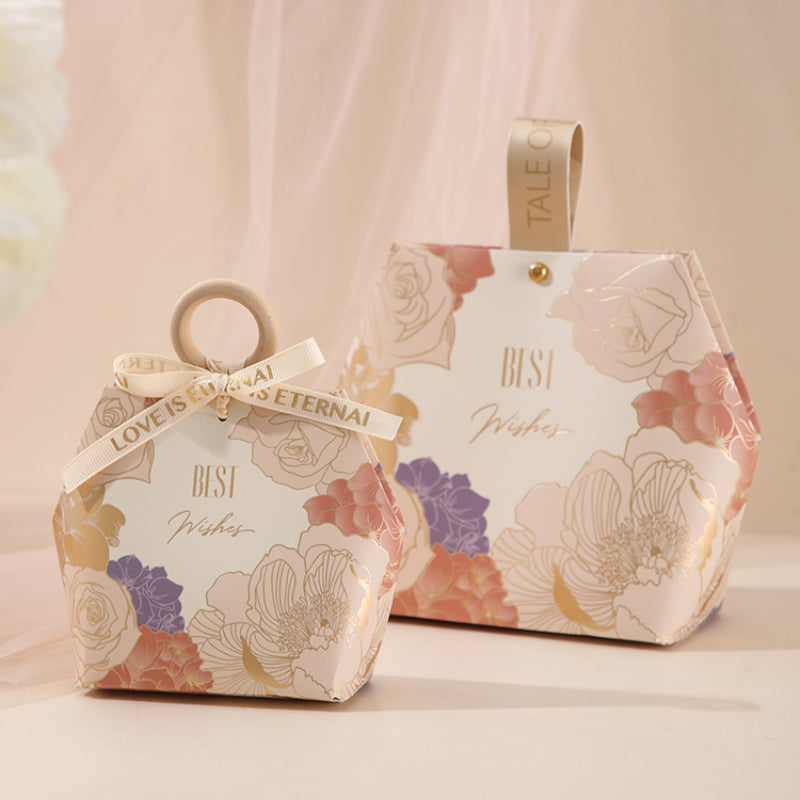 صندوق هدايا بتصميم خاتم خشبي وصندوق سكر وحقيبة تغليف هدايا الزفاف، عبوة من 20 قطعة