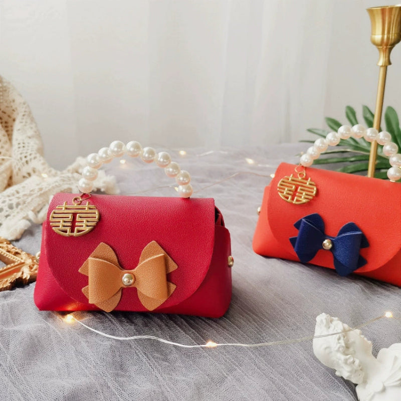 Lot de 10 sacs fourre-tout en cuir PU perlé en forme de sac à sucre, sacs d'emballage cadeau