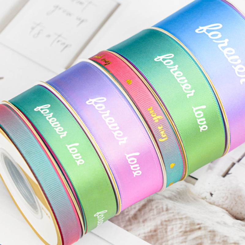 Ruban d'emballage cadeau de fleurs de Saint-Valentin de couleur dégradée de 22 m