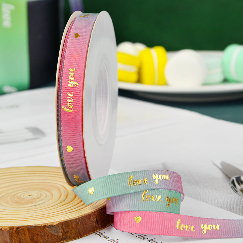 Ruban d'emballage cadeau de fleurs de Saint-Valentin de couleur dégradée de 22 m