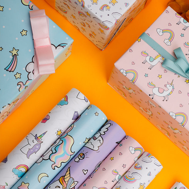 Unicorn Wrap Paper Cartoon Birthday Gift Box Wrapping Paper