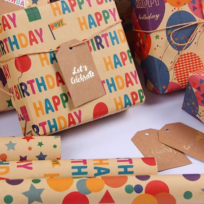 Retro Kraft Paper Children's Birthday Gift Wrapping Paper