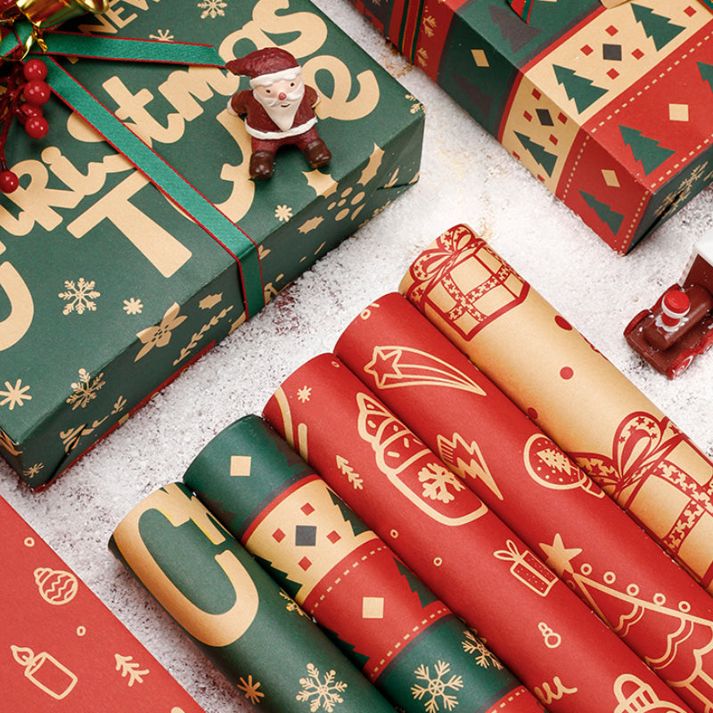 Vintage Christmas Gift Wrapping Paper Kraft Paper Material