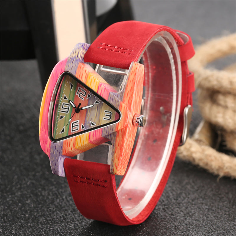 Women's Watches Handmade Wooden Casual Watches Genuine Leather Strap