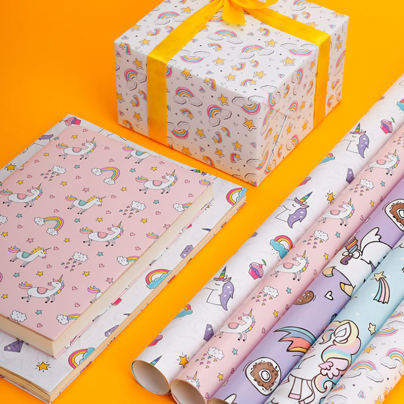 Unicorn Wrap Paper Cartoon Birthday Gift Box Wrapping Paper