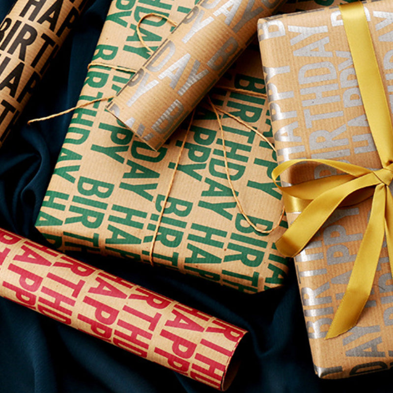 Retro Style Kraft Paper Happy Birthday Wrap Paper Bouquet Wrapping Paper