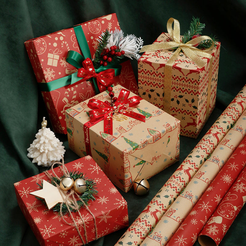 Vintage Christmas Gift Wrapping Paper Kraft Paper Material