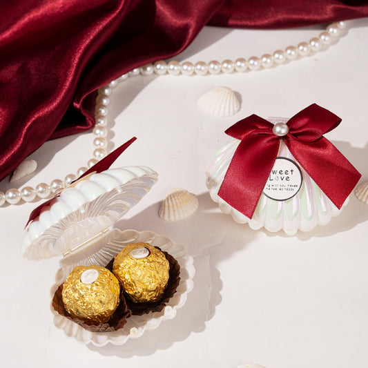 Lot de 10 boîtes à chocolat en forme de coquillage pour mariage, coffret cadeau pour fête de mariage