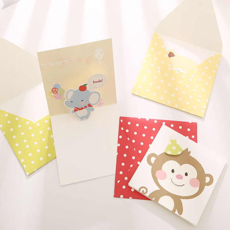 Mini Animal Three-dimensional Greeting Card Birthday Blessing Card Pack 12