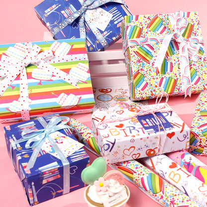 Gift Wrapping Paper Happy Birthday Rainbow Unicorn Wrap Paper Bouquet Material Packing Paper