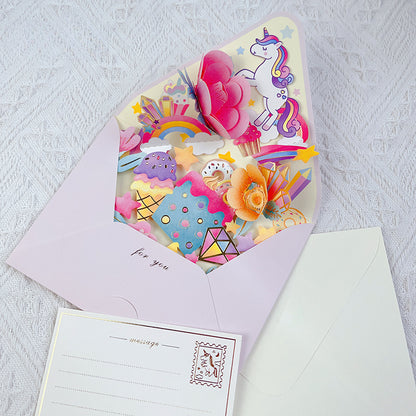 Creative Envelope 3D Flower Greeting Card Holiday Party Gift Pack 6