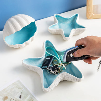 Ceramic Shell Storage Box Jewelry Box Conch Starfish Decorative Box