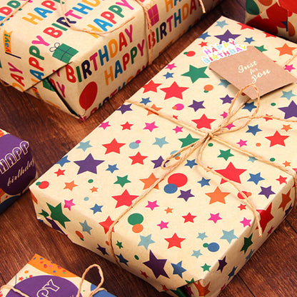 Retro Kraft Paper Children's Birthday Gift Wrapping Paper