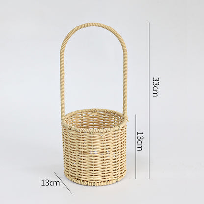 Rattan Basket Flower Bouquet Basket Portable Gift Basket