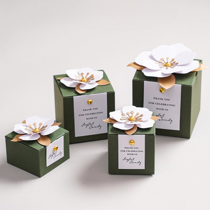 3D Flower Wedding Party Favor Square Gift Box Pack 20