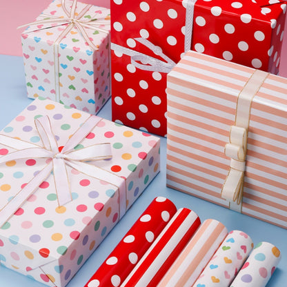 Polka Dot Stripes Love Holiday Gift Packing Paper Waterproof Wrap Paper