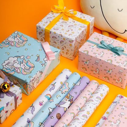 Unicorn Wrap Paper Cartoon Birthday Gift Box Wrapping Paper