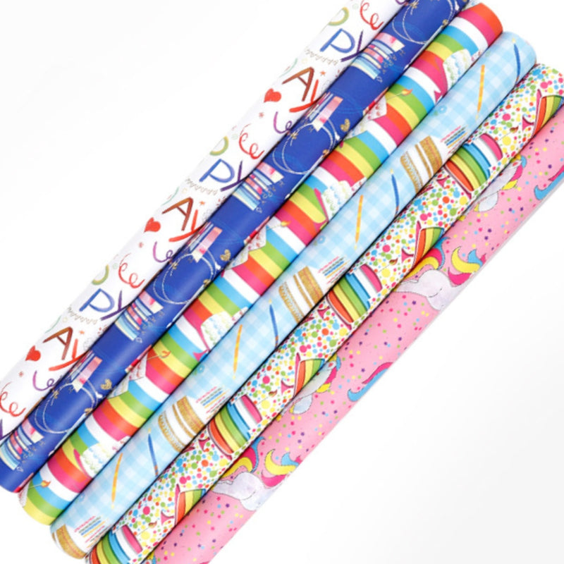 Gift Wrapping Paper Happy Birthday Rainbow Unicorn Wrap Paper Bouquet Material Packing Paper