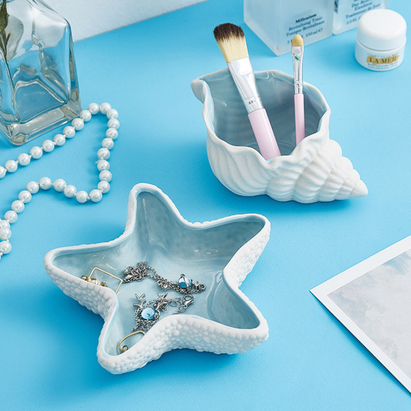 Ceramic Shell Storage Box Jewelry Box Conch Starfish Decorative Box