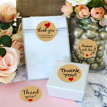 Vintage Kraft Paper Stickers Round Thank You Stickers Seal Labels