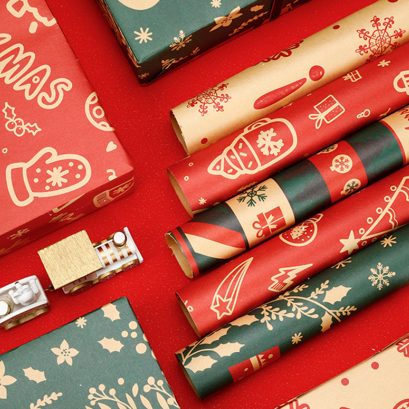 Vintage Christmas Gift Wrapping Paper Kraft Paper Material