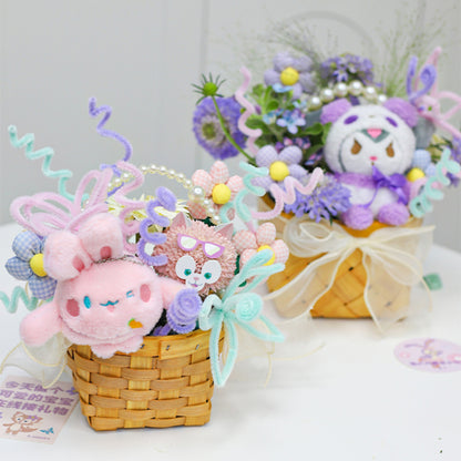 Snow Yarn Bow Pearl Hand-held Gift Basket Flower Basket