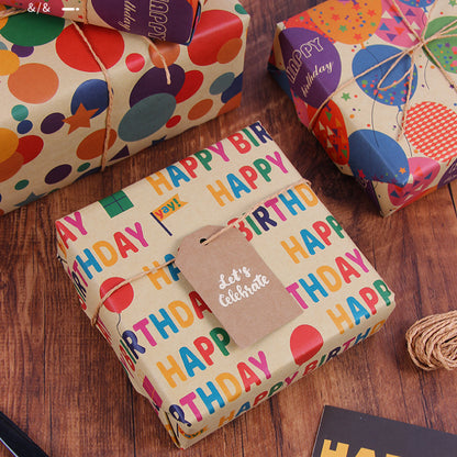 Retro Kraft Paper Children's Birthday Gift Wrapping Paper