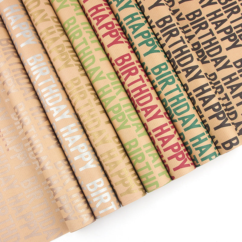 Retro Style Kraft Paper Happy Birthday Wrap Paper Bouquet Wrapping Paper