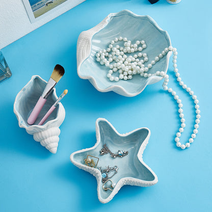 Ceramic Shell Storage Box Jewelry Box Conch Starfish Decorative Box