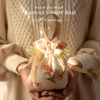 Flower Drawstring Cloth Wedding Gift Bags Pack 10