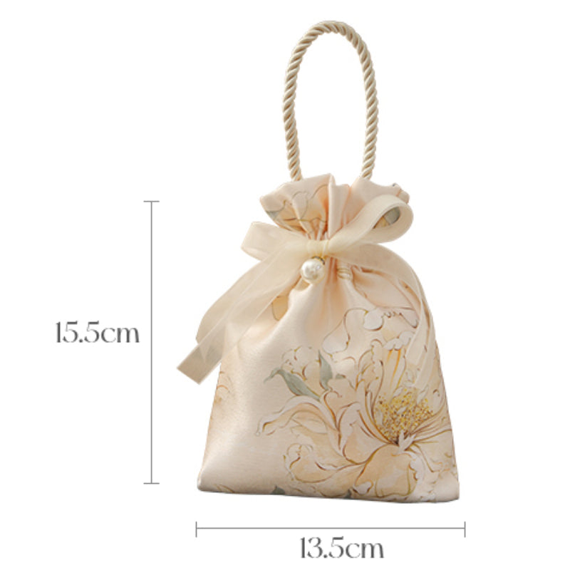 Flower Silk Bag Wedding Hand Gift Bag Cloth Bag Pack 10