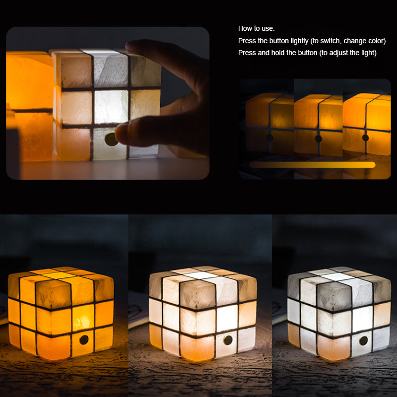 Rubik's Cube Mineral Night Light Sleeping Table Lamp